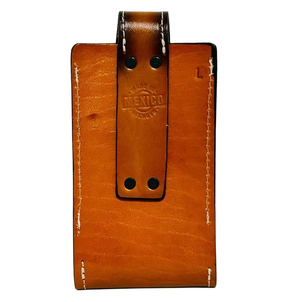 Western Leather cellphone holster - Funda de piel vaquera Black and Brown